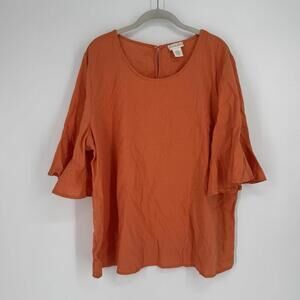 Cynthia Rowley top 1x orange relaxed beachy colorful vacation cruise office work